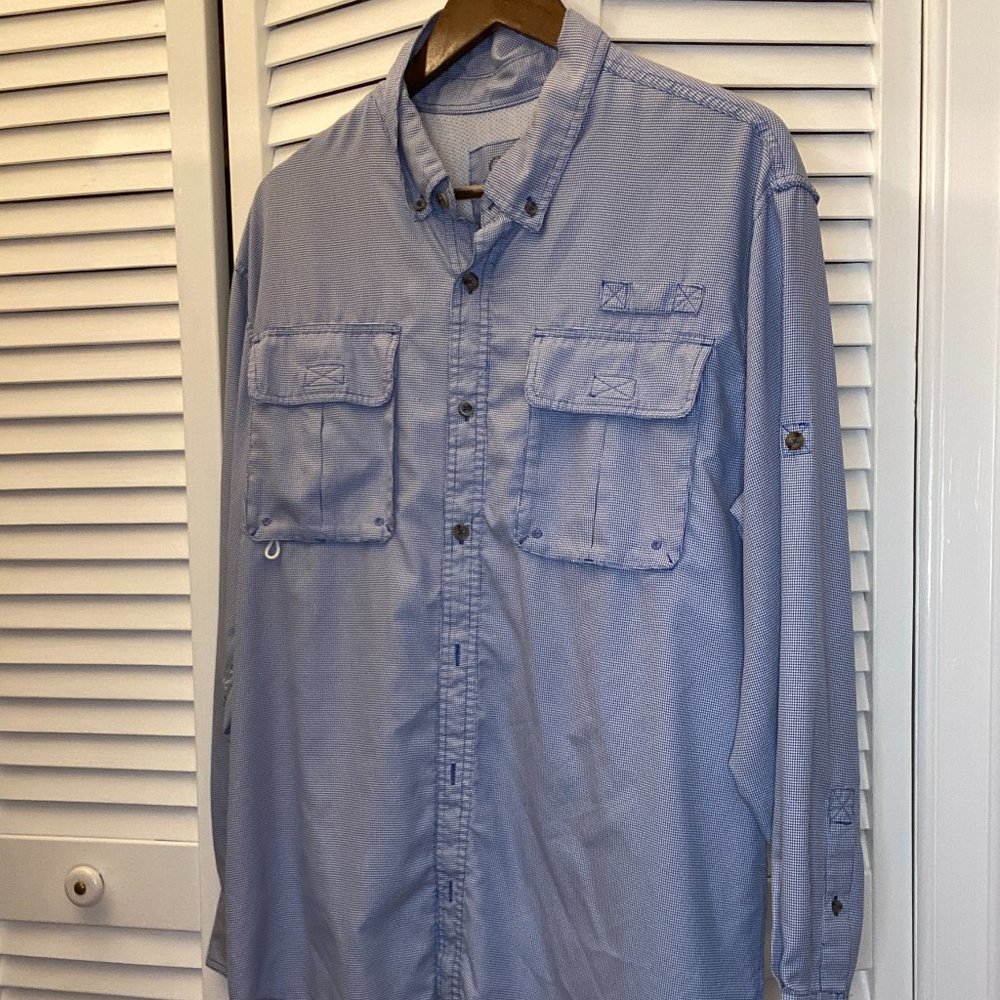 Cabela's men shirt, long sleeves, blue with mesh m